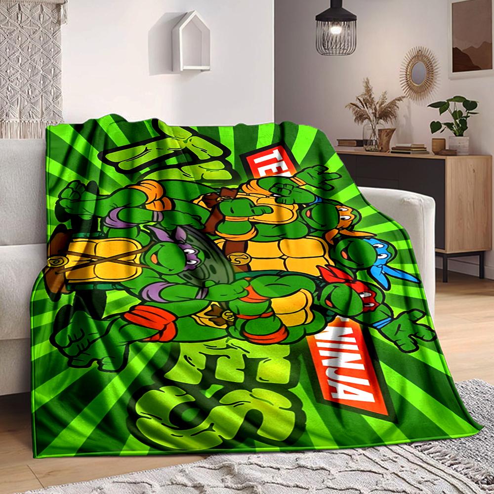 1Pc Turtles Action Flannel Blanket, Soft And Comfortable, Casual Warm, Camping Travel, Christmas, Halloween Xmas Gift S1586