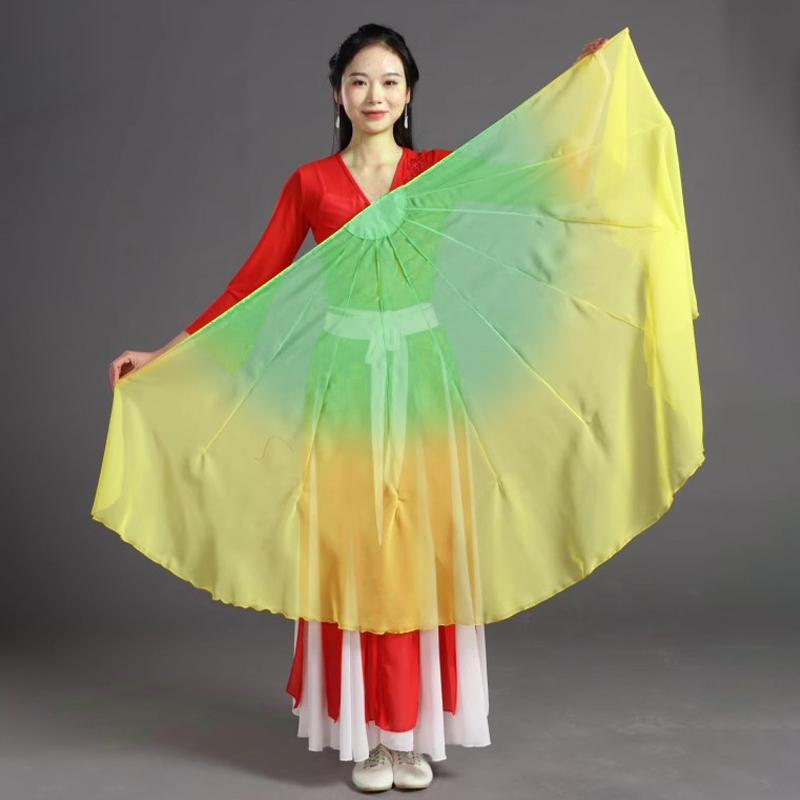 1 pièce Ventilateur de Danse pour Cartilage Chiffon Dégradé Accessoire de Scène Ventilateur à Main Accessoire Spécial pour la Danse Ventilateurs pour la Danse Carrée Yangko