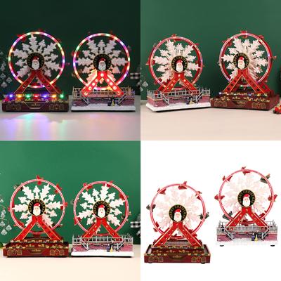 Christmas Decoration Animated Santa Rotating Ferris Wheel with LED Lighting and Melodic Tunes Stylish Desktop Ornament