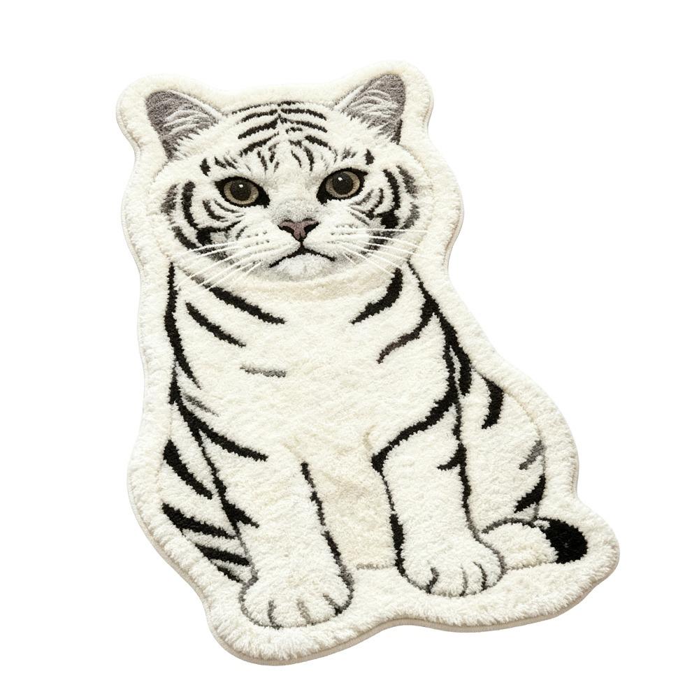 Soft Plush Cat-Shaped Area Rug Anti-fouling Cartoon Carpet Funny Home Decor Carpet  for Bedroom