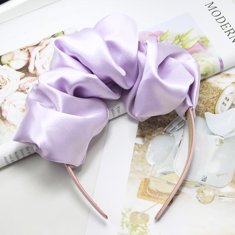 Lystrfac Solid Color Slik Padded Pleated Hairband for Women Fashion Scrunchy Headband Retro Hair Loop Female Hair Accessories