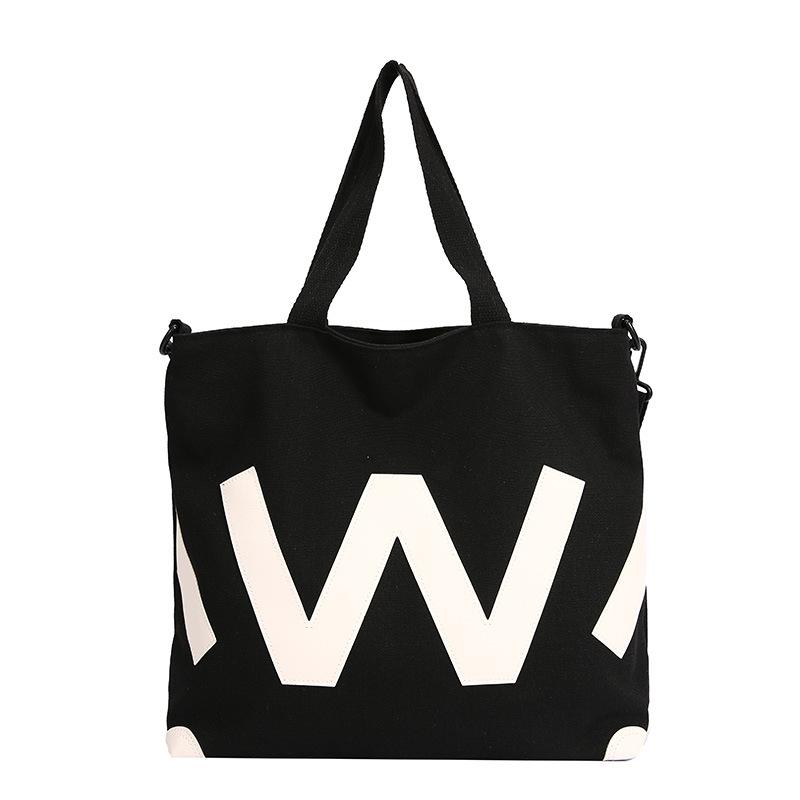 

Large capacity canvas bag versatile shoulder bag student commuter shopping printed zipper tote bag new