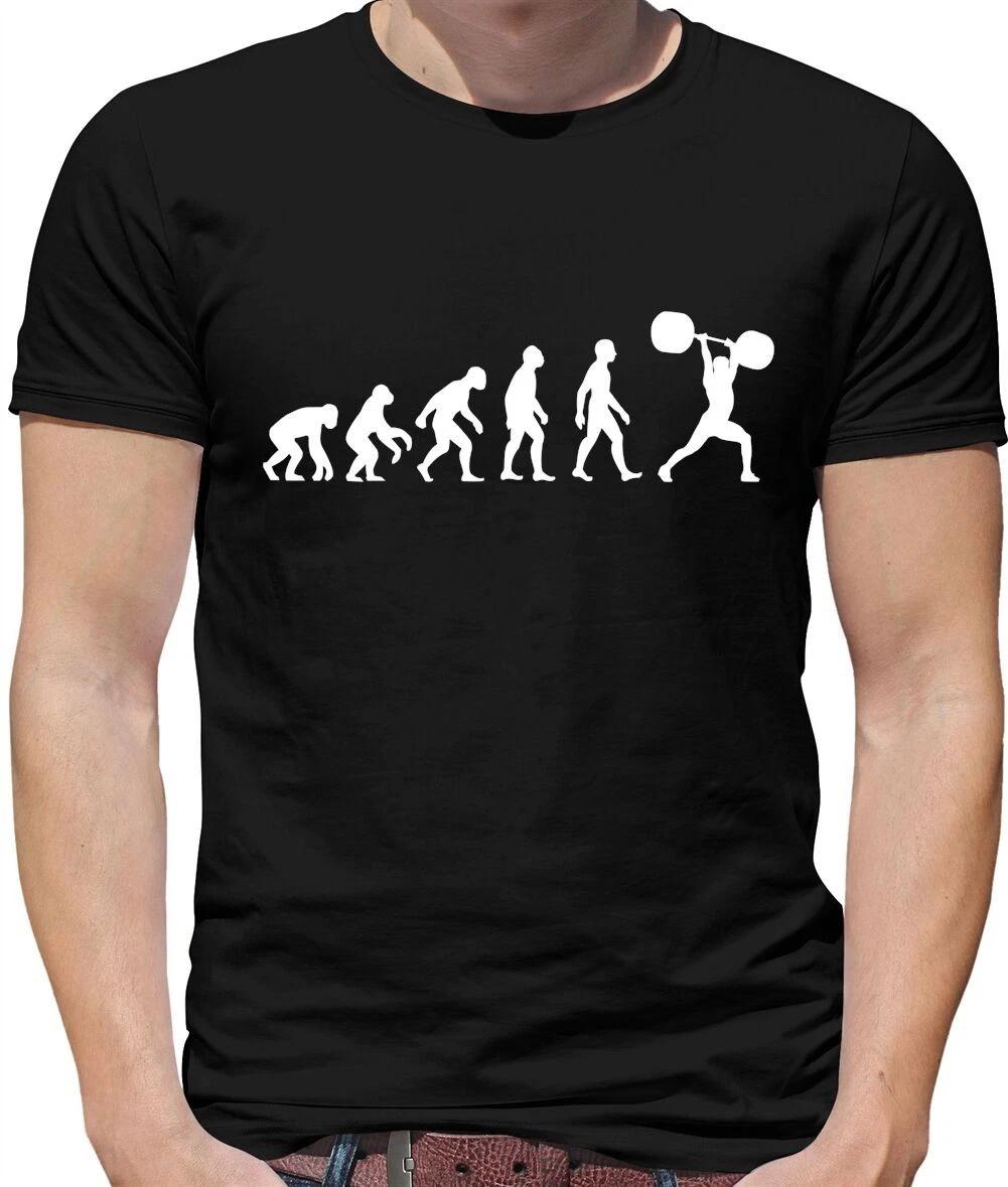 Evolution of Man Weight Lifter - Mens T-Shirt - Gym Exercise Lifting Weights M