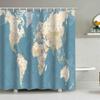 Tenda da Doccia in Tessuto Poliestere Mappa del Mondo Tende Geografiche per Decorazione Bagno