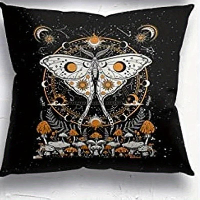 Home Decor Gothic Skeleton & Mystical Motifs Pillow Covers Pattern Cushion Cover Suitable for Sofa Bedroom Car Pillow Cover