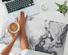 Anti-Slip Protective Desk Mat with Abstract Swirl Pattern 90x45 cm