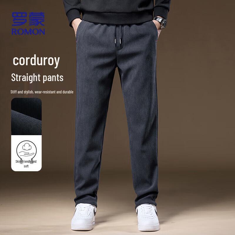 ROMON Men's Corduroy Casual Straight Leg Pants