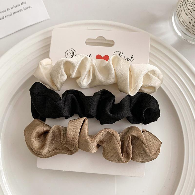 3/5Pcs Women's 6cm/2.36in Silky Satin Hair Scrunchies, Versatile High-End Elegant Retro French Minimalist Hair Ties