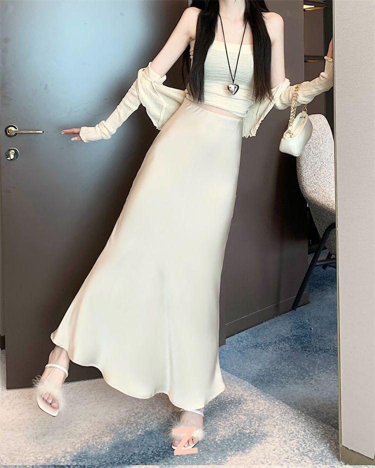 Eleganter Hochwertiger Fließender Midi-Rock: Frühling/Herbst 2026 High-Waist Hüftbedeckend Schlankmachender Meerjungfrauenstil