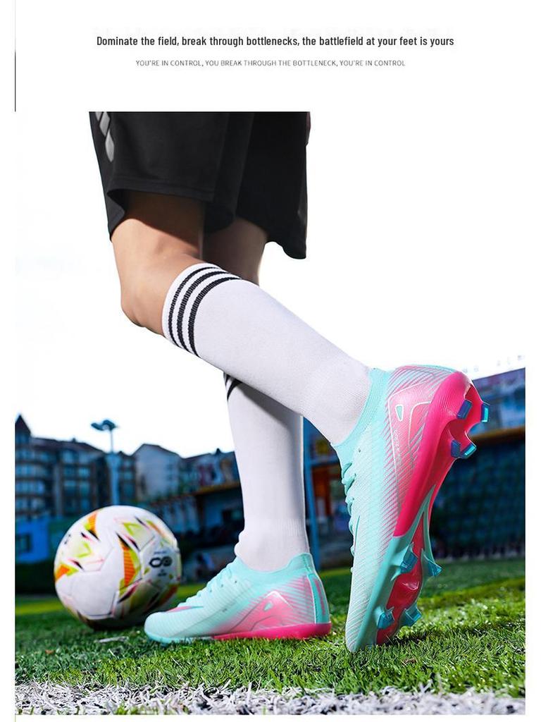 Messi Grenzüberschreitende Nahtlose Lange Stollen Fußballschuhe für Herren, Damen & Kinder - Niedrig geschnittene Trainingsschuhe für Kunstrasen