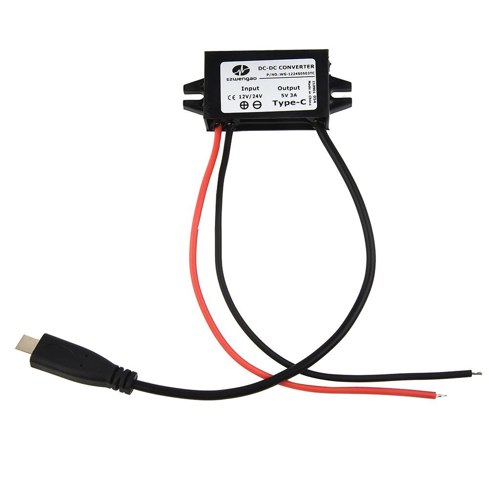 12V 24V to 5V 3A15W Converter, TypeC USB Smart Charger, Wide Input Voltage Range, High Efficiency, Over Temperature Protection