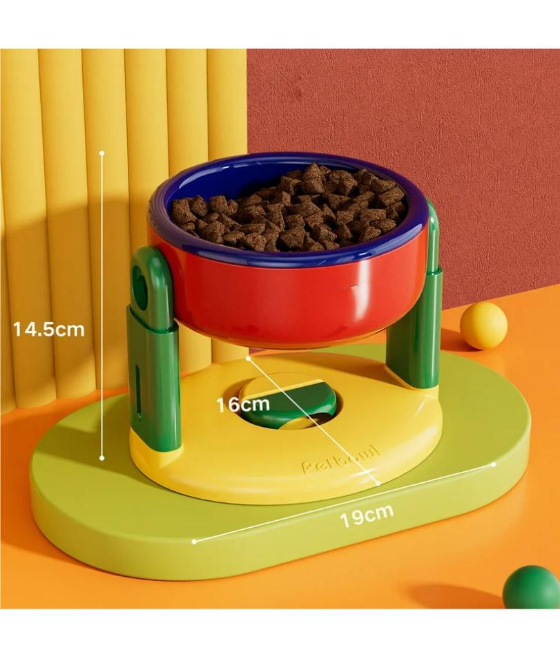 Elevatable Adjustable Height Cat Dog Bowl with Suction Anti-Flip Tilted Stand High Footed Feeder for Pets