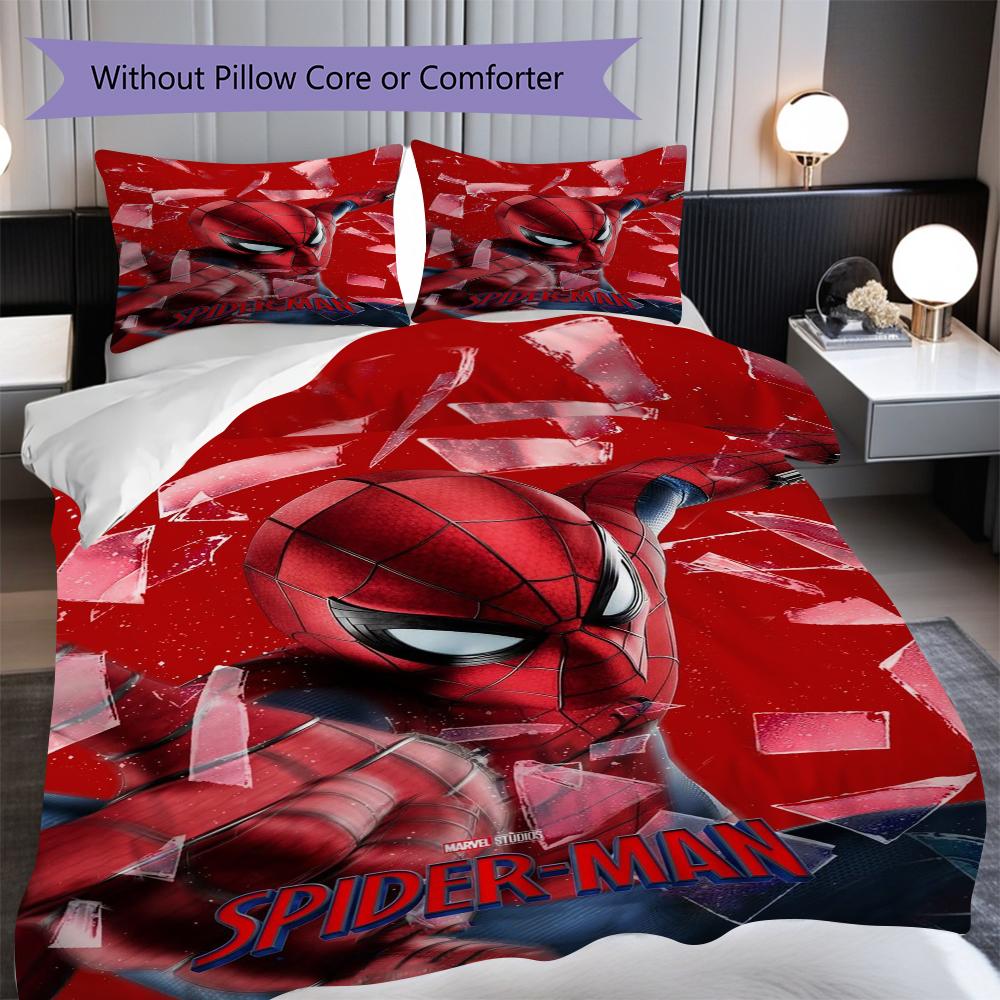 1PC Spider-Man Pattern Bedding Quilt Set Quilt Cover Pillowcase Home Decoration Birthday Gift (1 * Duvet Cover + 2 * Pillowcase, Without Core)