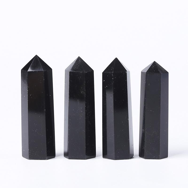 Hexagonal Crystal Column Ornament: Polished Semi-Precious Stone in Various Materials
