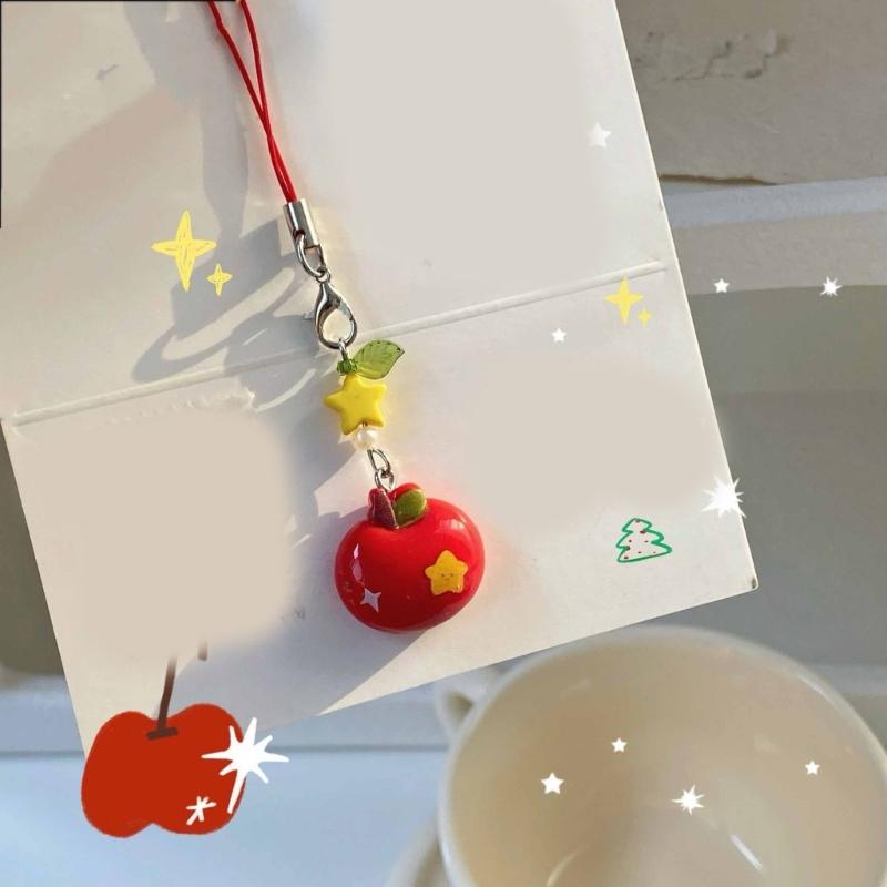 Fashionable Lovely Apples Charm Phone Strap Symbolizing Good Luck and Happiness Accessory for Fashion Enthusiasts