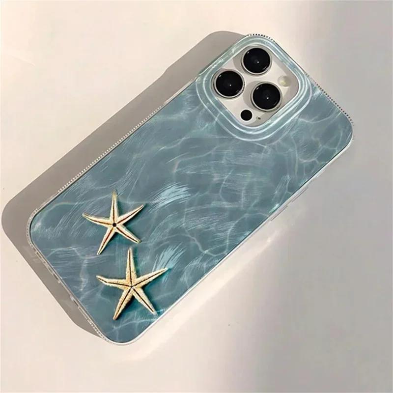 Luxury Ocean Whale Starfish Swimming Phone Case for Xiaomi Redmi Note 13 12 12s 11 10 9 8 7 Pro Plus 4G 5G Feather Texture Cover