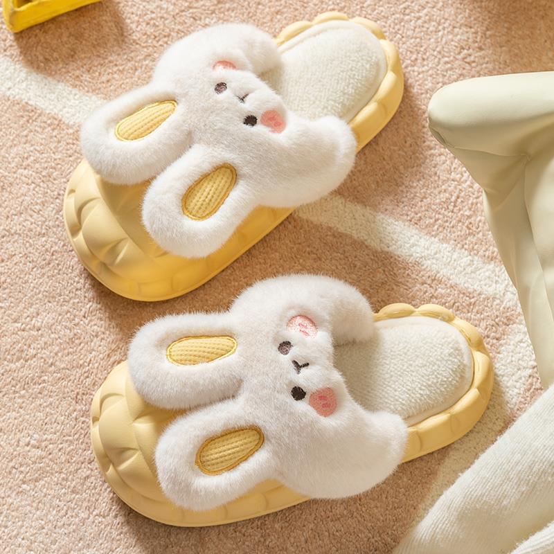 Removable cotton slippers women's autumn and winter thick bottom indoor home cute non-slip velvet warm men's cotton mop winter