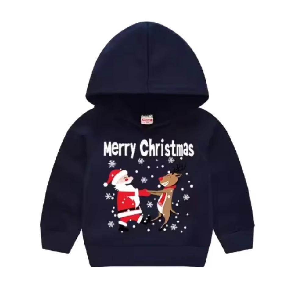Christmas Kids Sweater Christmas Children's Red Hooded Hoodie Children's Casual Pullover Sweatshirt Sweater Sweatshirts