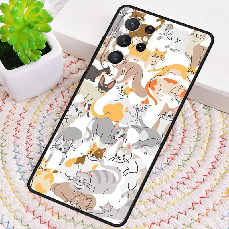 Cute Cat Pattern Phone Case for Samsung Galaxy note 10 pro S26 Ultra S23 S24 FE S25 S21 S22 PLUS shockproof Cove