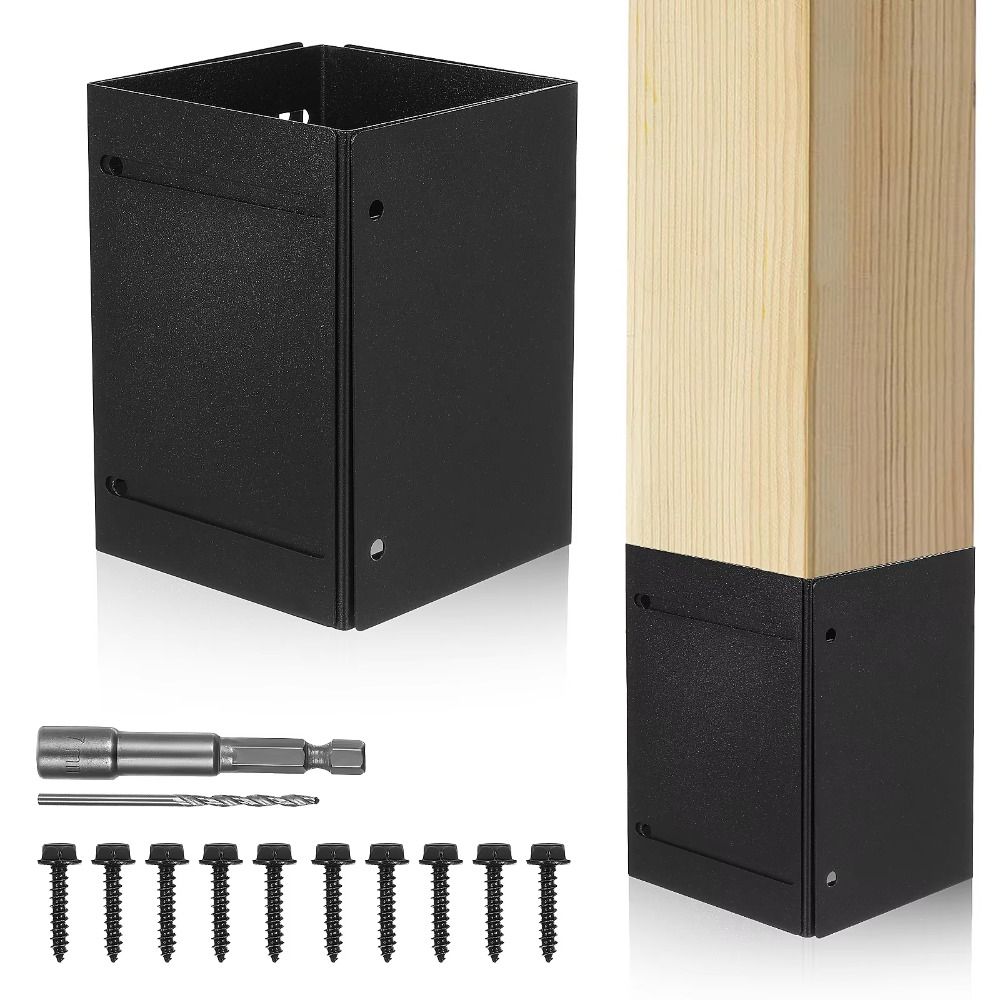 Adjustable Post Bracket Metal Post Mount Rain Weather Protection Post Cover  Wooden Mailbox