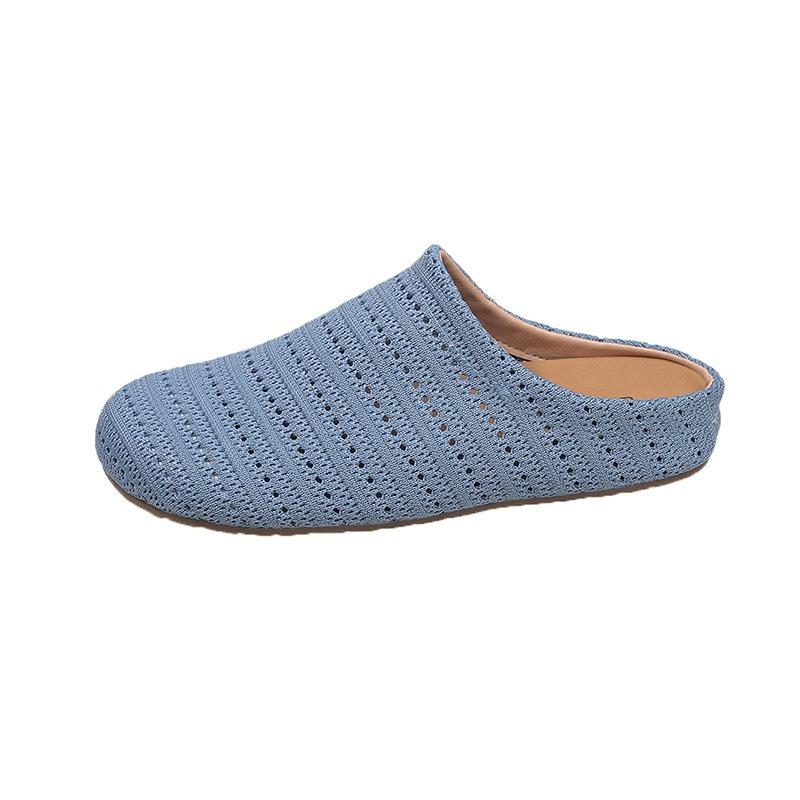 Flat-bottomed bag head slippers women's outer wear summer new fashion hollow fabric lazy one-footed cool slippers women