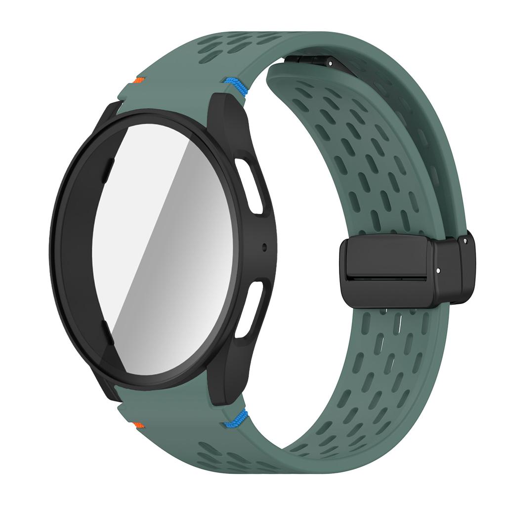 Case+Strap for Samsung Galaxy Watch 7 6 5 4 40/44mm Silicone Magnetic Band Tempered Glass Screen Film PC Protector Cover Bumper