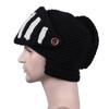 Funny Woolen Yarn Knitted Hat with A Mask Black/Grey Winter Hat Knight Style One Size Fits All Knight Mask Woman