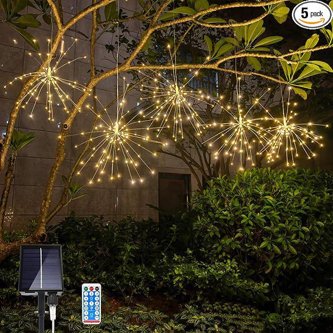 Solar-Powered LED Firework Hanging Lights for Outdoor Decoration