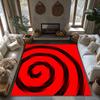 Tuniu Red Black Geometric Round Area Rug Non-Slip Floor Mat for Living Room Bedroom Kitchen Decor