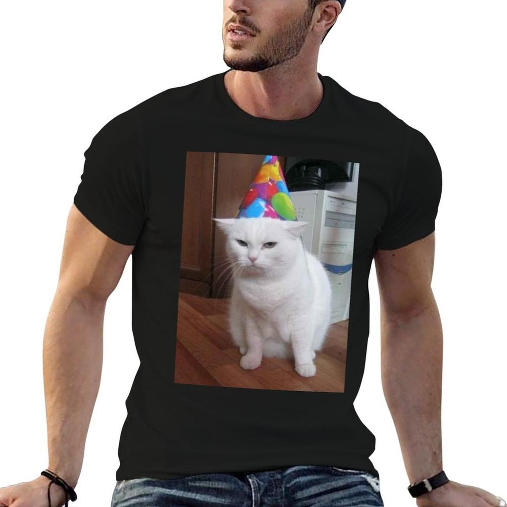 Funny birthday cat meme TShirt Odor Resistant Short Sleeve Top