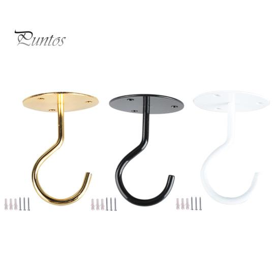 1 Set Convenient Anti Rust 3 Colors Wall Mount Hook Flower Basket Ceiling Wrought Iron Hook for Household