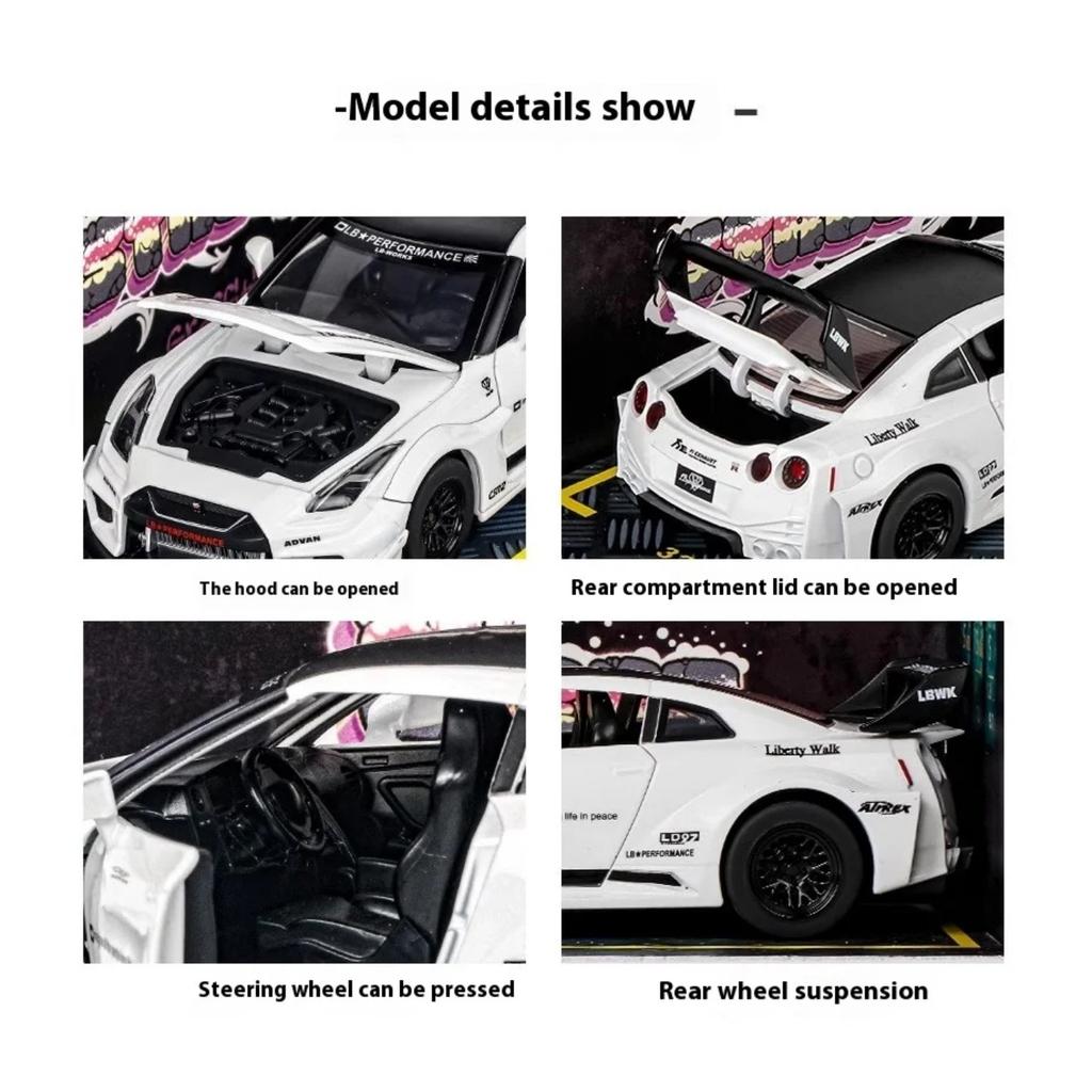 1/32 Scale Skyline Nissan GTR-CSR2 Alloy Sports Car Diecast Metal Model Collect Hobby Model Ornaments Gift for Friend Boys Display