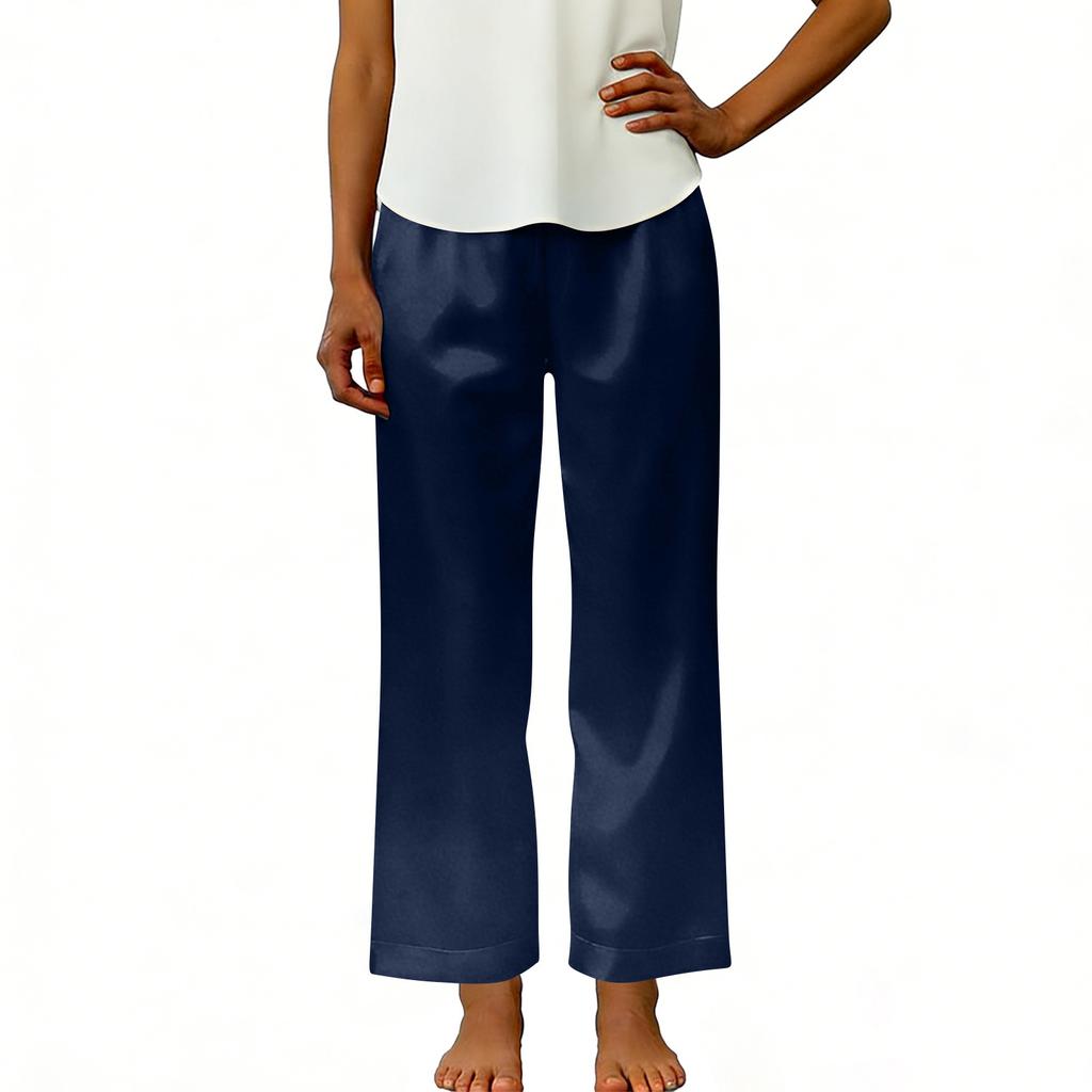 Modische Damen-Freizeithose mit elastischem Bund, Taschen und geradem Bein