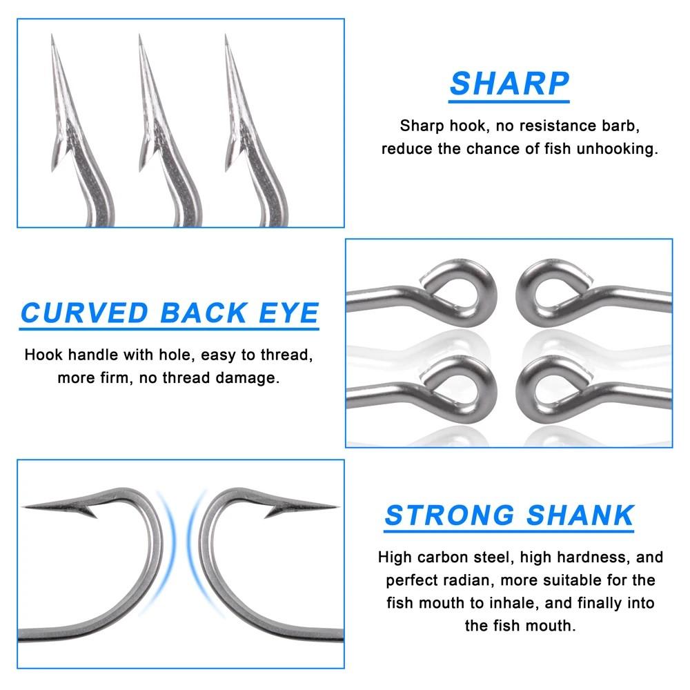 110Pcs Saltwater Fishing Hooks Stainless Steel Extra Strong Long Shank Hooks O'Shaughnessy Forged Fishing Hook for Saltwater