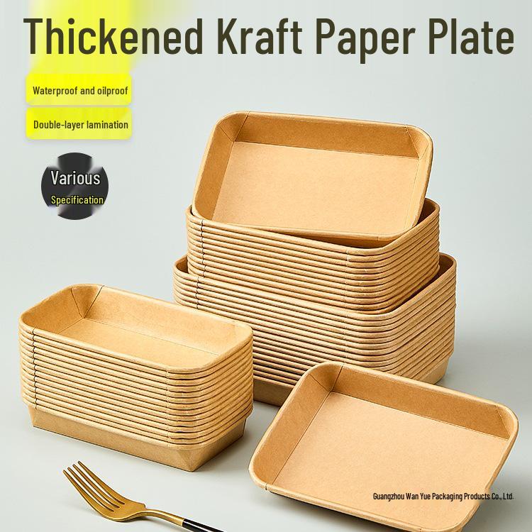 Einweg-Kraftpapier-Essteller - Rechteckig/Quadratisch, Lebensmittelqualität für BBQ, Picknick, Party.