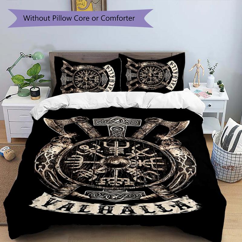 Mythology Valhalla 3pcs Bedding Set Duvet Cover Closure Includes 1 Duvet Cover & 2 Pillowcases for All Seasons Bedroom Home Dorm Decor