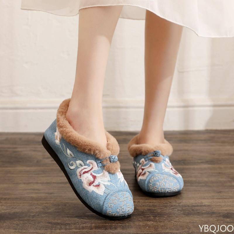 Fashion Winter Fashion Round Toe Embroidered Cloth Shoes for Autumn Winter Simple Comfortable Daily Casual Women's Shoes