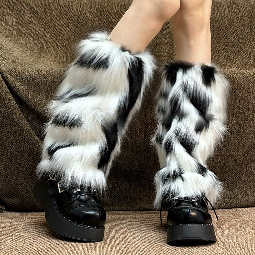 Y2k Zimní návleky na nohy Huňaté návleky na nohy Módní ponožky do bot Dámské Dívčí