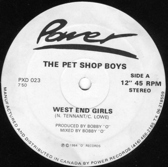 

12inch Record PET SHOP BOYS West End Girls PXD023 Power Records 1984 Canada Dance Electronica Used