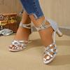 Fashion High Heels Women Sandals Bling Fad Buckle Shoes for Woman 2025 New Summer Designer Elegant Shoes Luxury Dress Sandalias De Mujer