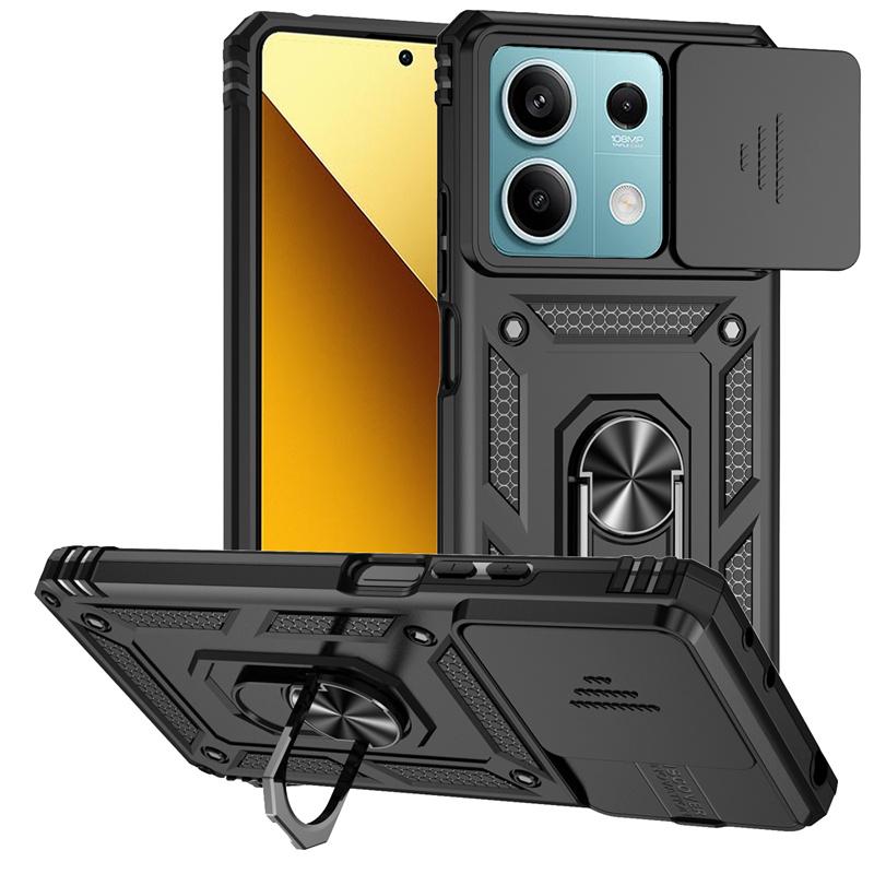 Armor Funda For Xiaomi Poco X6 5G Slide Camera Lens Protect Phone Case For Pocox6 Pocco Poxo Poko Little X6 X 6 6X 5G Back Cover