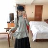 Korean High Neck Polka Dot Lace Patchwork Long Sleeve Top for Women - Autumn Winter Fashion