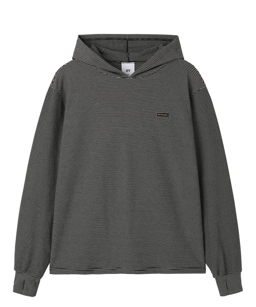 Opeunyadeu(Owai) Striped Fleece Hoodie L/S Tee - Black