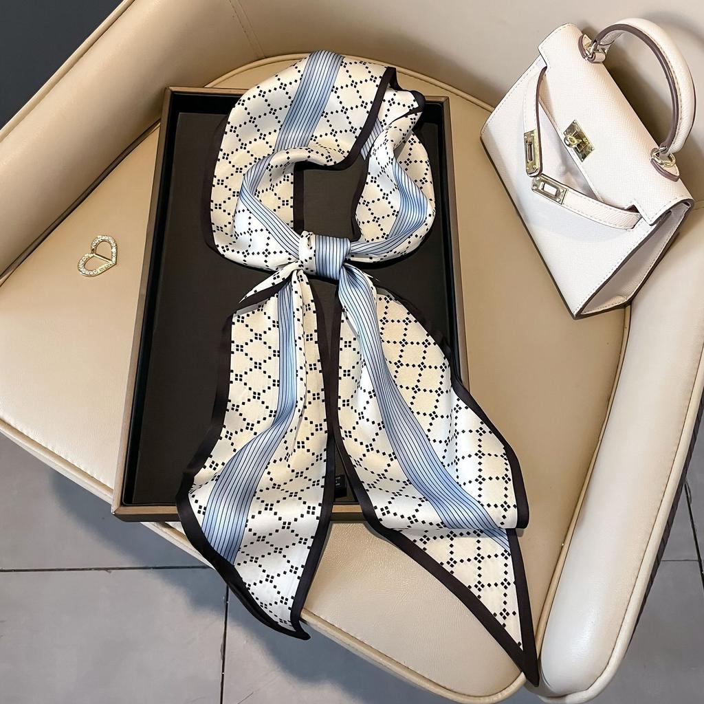 New Spring and Autumn Thin and Narrow Small Long Silk Scarf Women's Summer Decoration Shirt Suit Scarf Headband Streamer Ribbon Wholesale