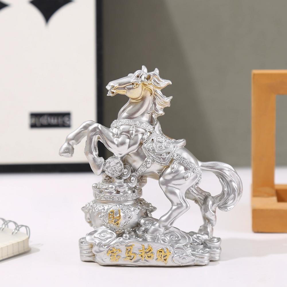 Chinese Traditional Resin Horse Statue Feng Shui Wealth Animal Decoration Home Office Crafts Sculpture Fortune Deskt L9L6