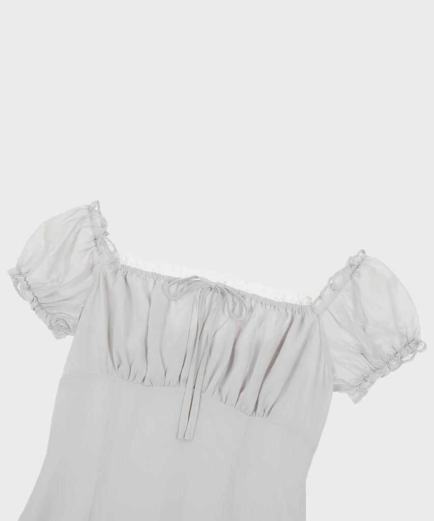 Alkialka Puff Chiffon Mini Dress (Light Gray)