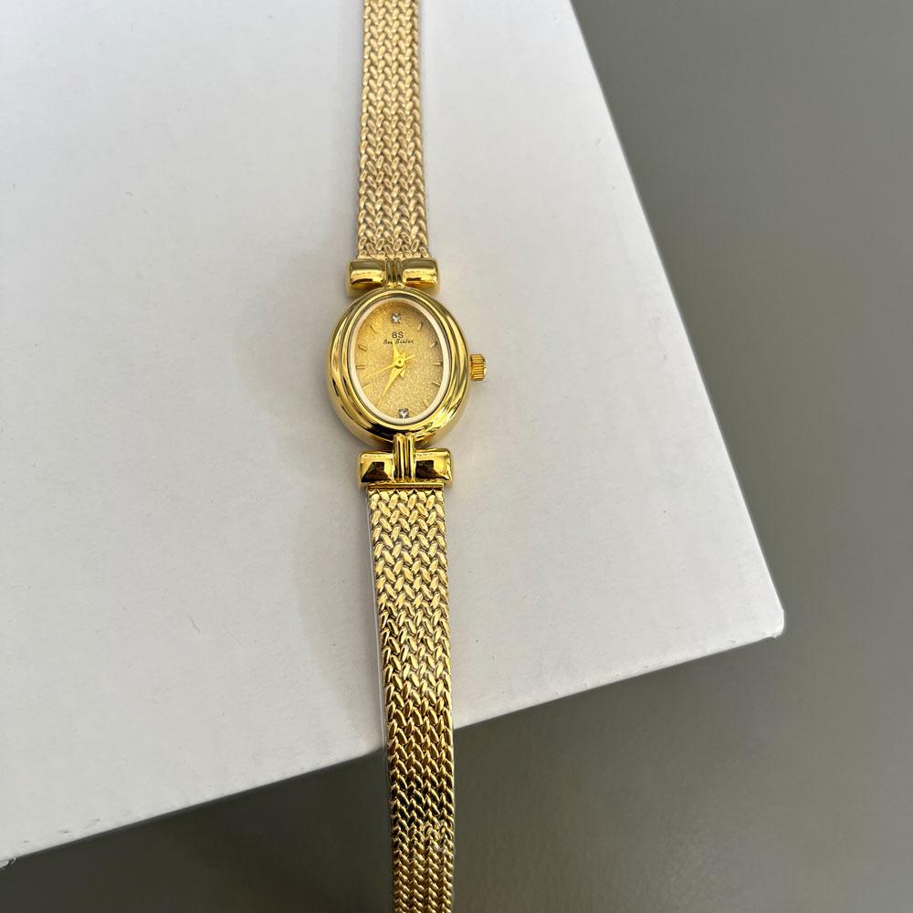 BS New Luxury Gold Women Watches Natural Color Jade Bracelet Quartz Women's Wristwatch Small Dial Fashion Dress Watch Gifts