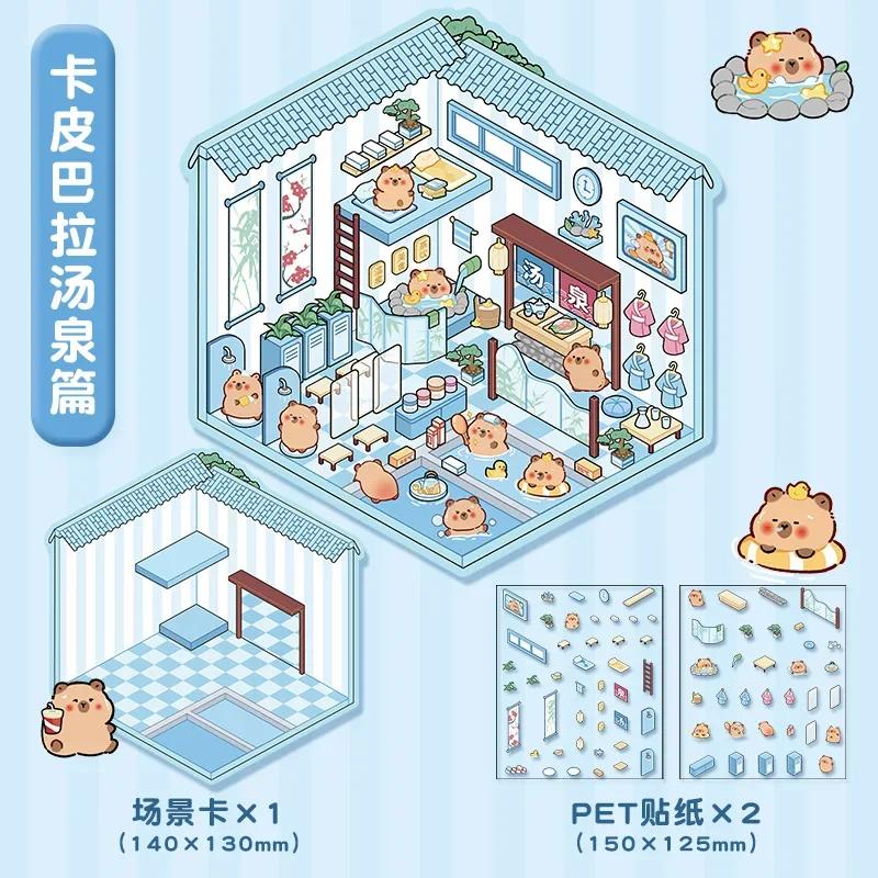 Kawaii 3D Landscaping Stickers Cartoon Miniature Scene Visual Stacking Three-dimensional Stickers Christmas Gift For Ren