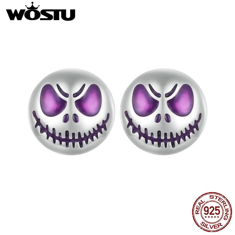 

WOSTU Стерлингового Серебра 925 Светящиеся Серьги-гвоздики Хэллоуин Скелет Светящиеся в темноте Тыквы Серьги для Женщин Девочек Оригинальный Дизайн Ювелирных Изделий A