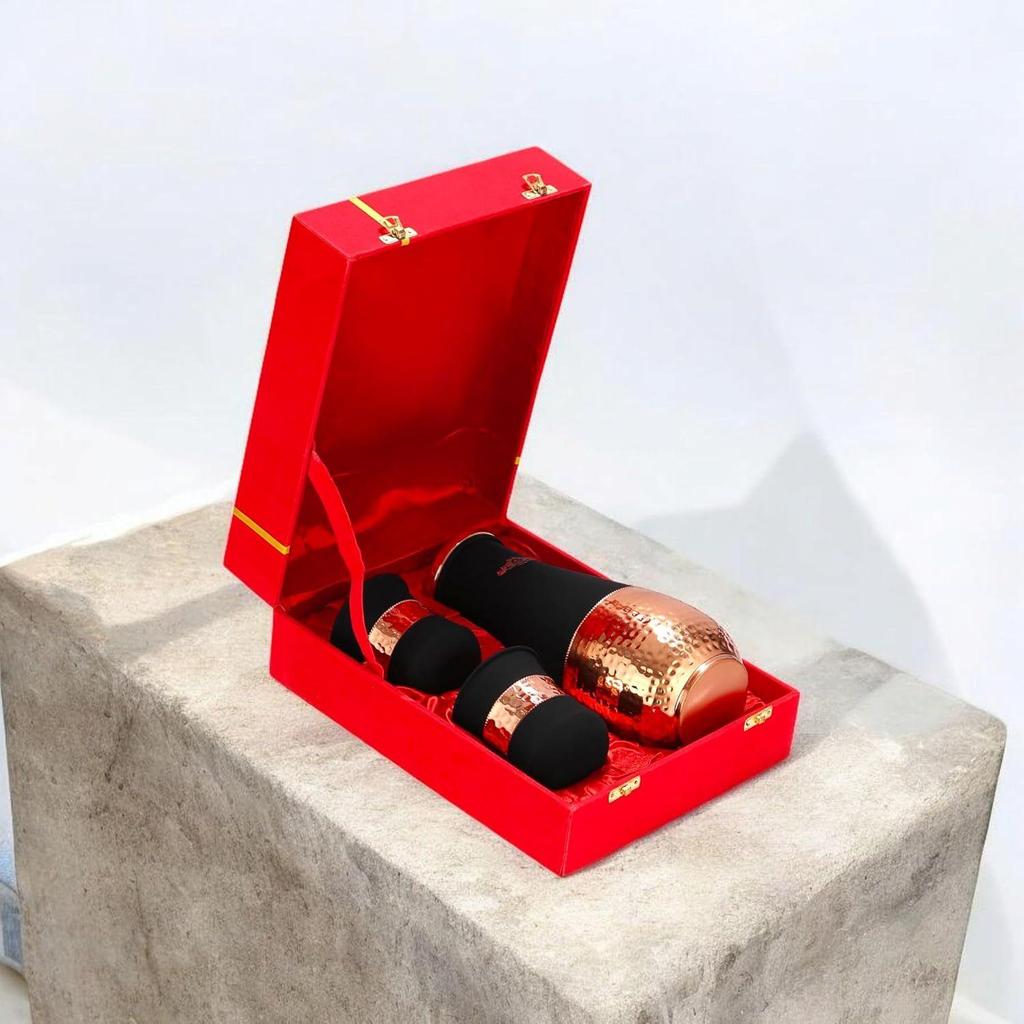 Copper Bottle 2 Glass Gift Set (Curve Designer Cherry)